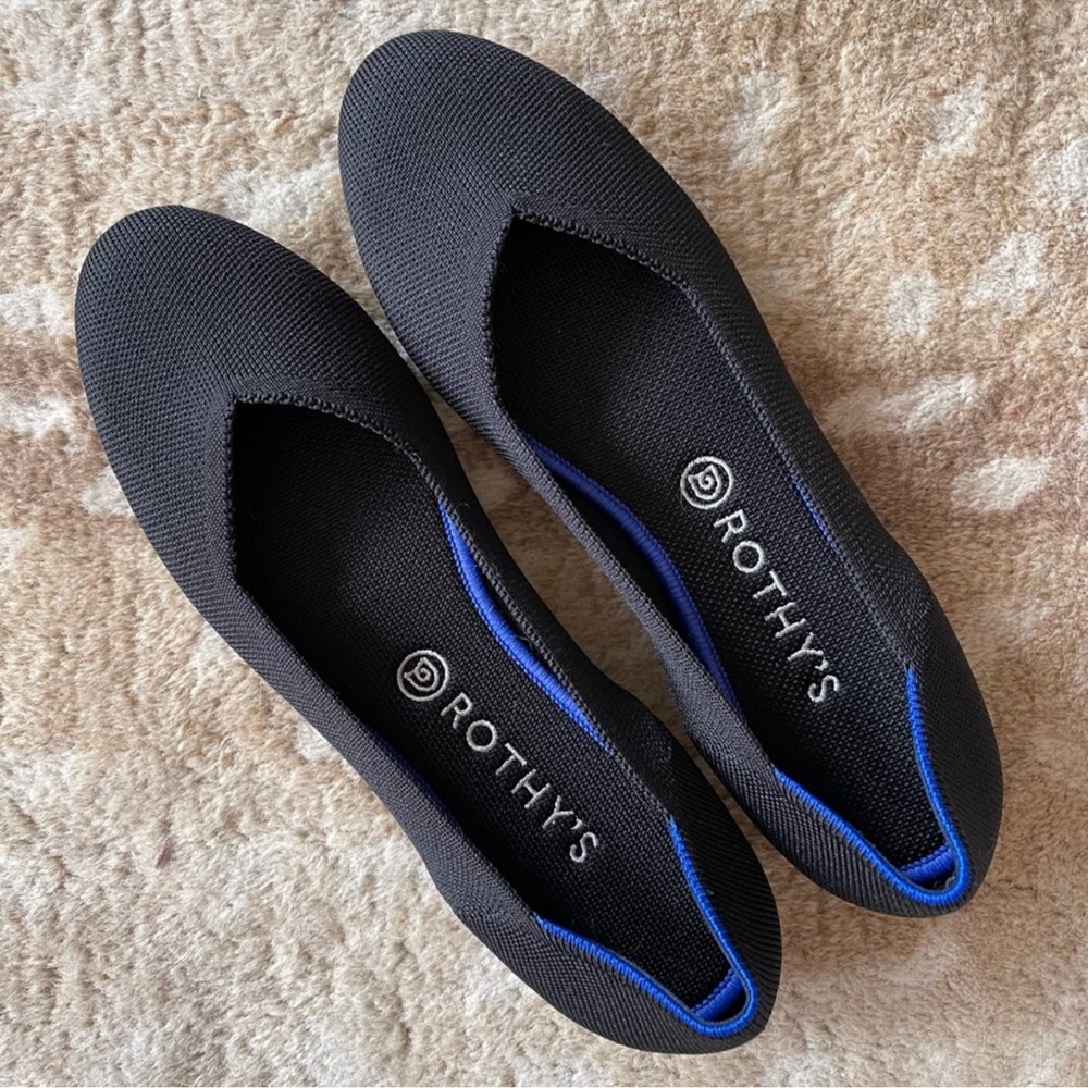Rothy’s The Flat Round Toe Solid Black Knit Ballet Flats Size 11 1/2